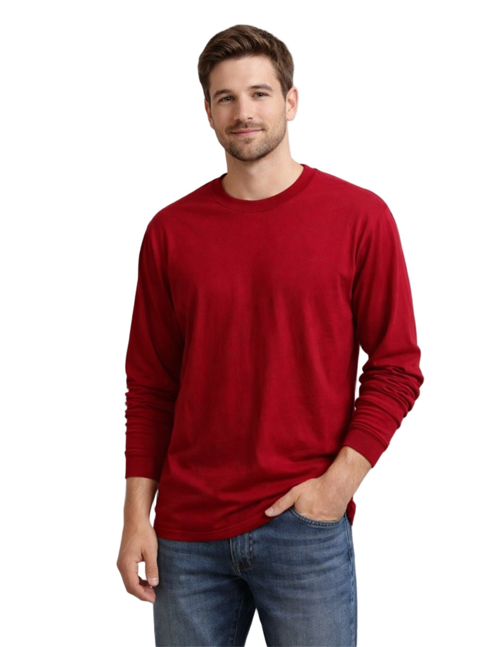 Gildan Men's Red Long Sleeve Shirt
